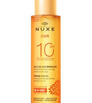 nuxe sun tanning sun oil low protection spf10 face and body 150 ml