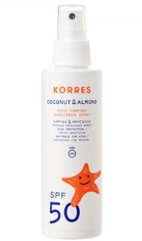 korres coconut almond kids comfort sunscreen spray spf50 150 ml